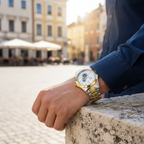 UK Collection Men’s Two-Tone Quartz Watch (BZ-ES34) – Silver Gold Dial
