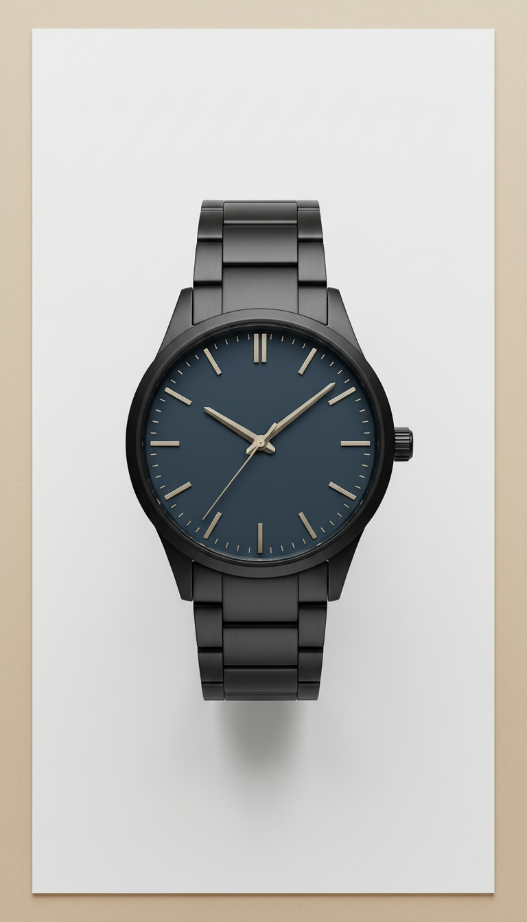 Classic analog men's watch in satin black