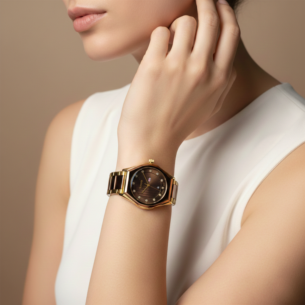 RADO (BZ-SS01) Brown Dial Stainless Steel Watch - Water Resist