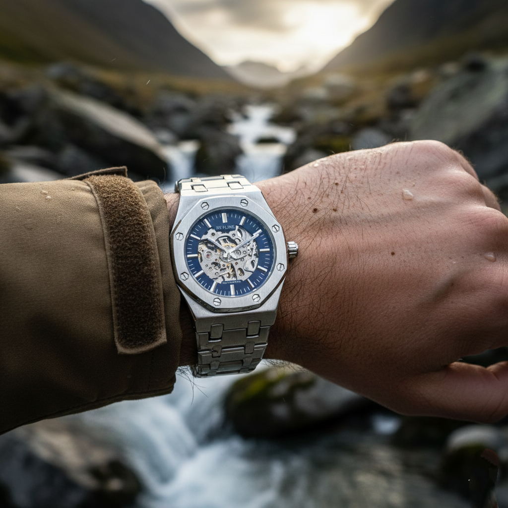 Skyline Automatic Skeleton Men’s Watch (BZ-ES07) Limited Edition – Blue Dial Stainless Steel