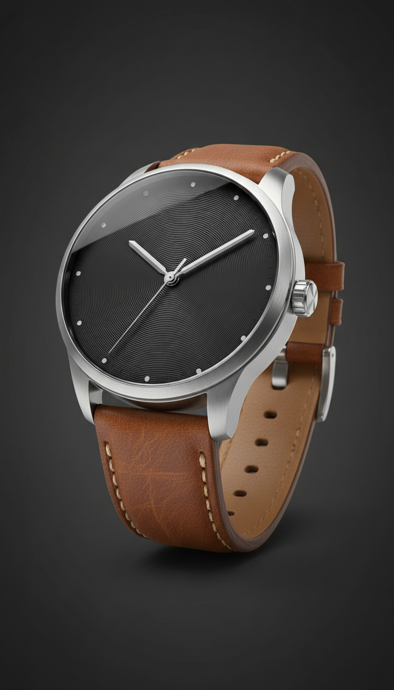 Luxury smart watch with brushed silver case