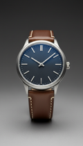Automatic sapphire glass watch with leather strap